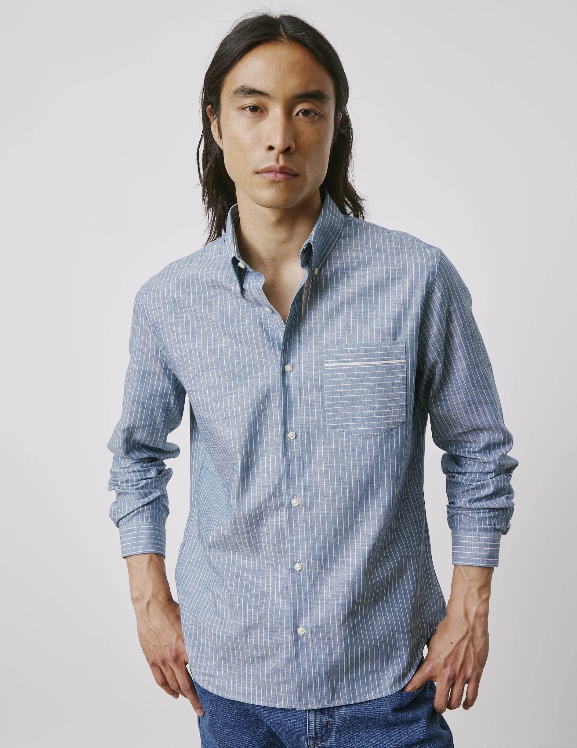 Armand blue shirt - Selvedge denim - Prodigious buttoned Collar