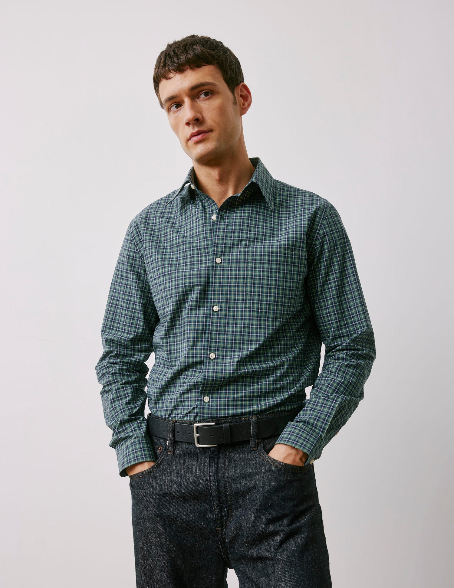 Arnold green checked shirt - Poplin - Prodigious Collar#3