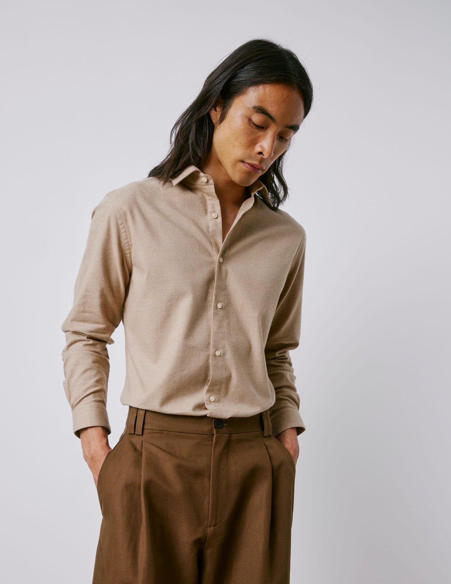 Auguste beige shirt - Flannel - French Collar