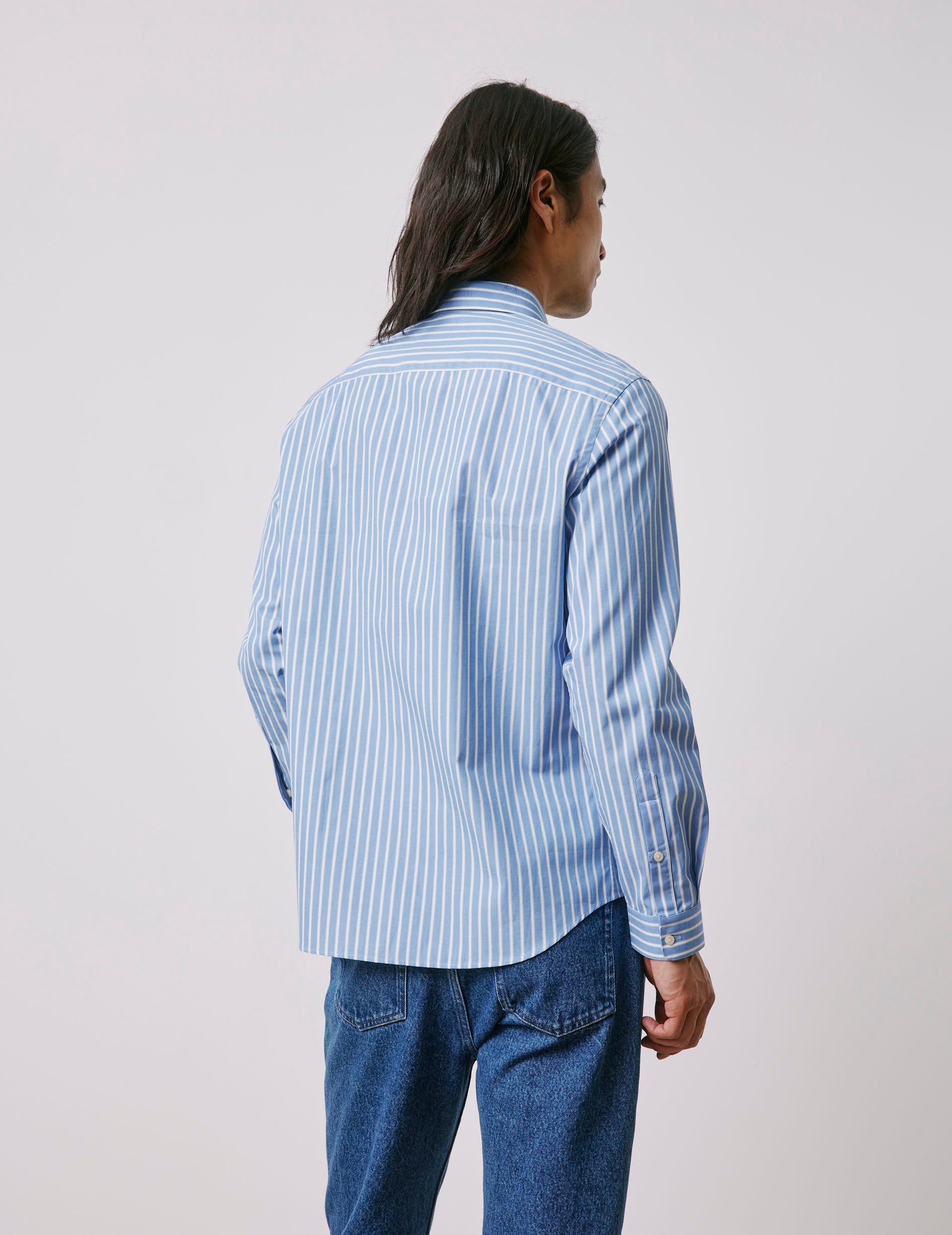 Auguste fitted blue striped shirt - Threaded  - French Collar