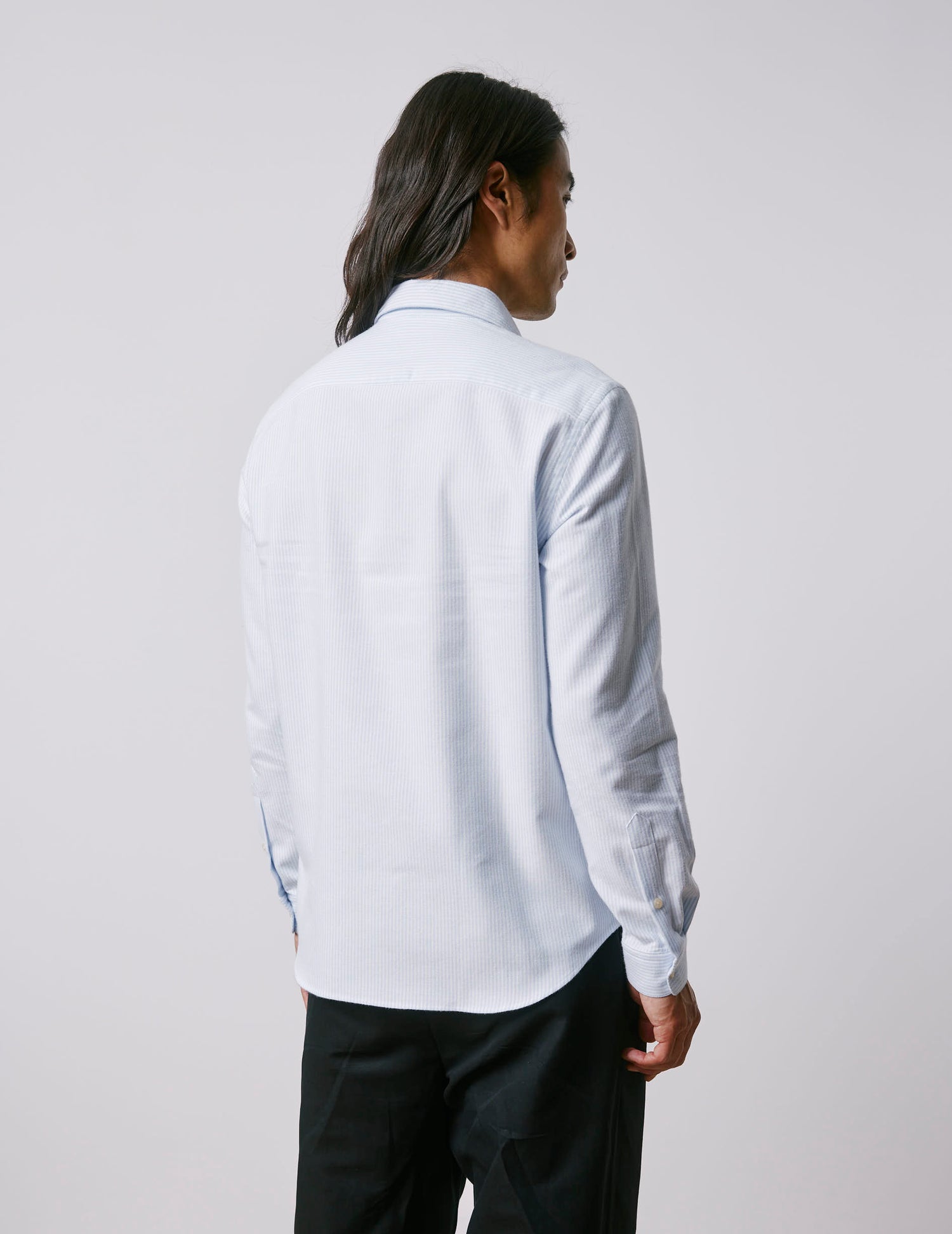 Auguste blue striped shirt - brushed oxford - French Collar#2
