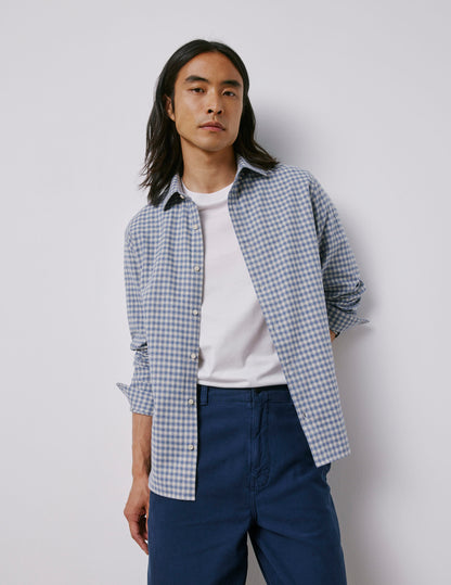 Auguste fitted blue checked shirt