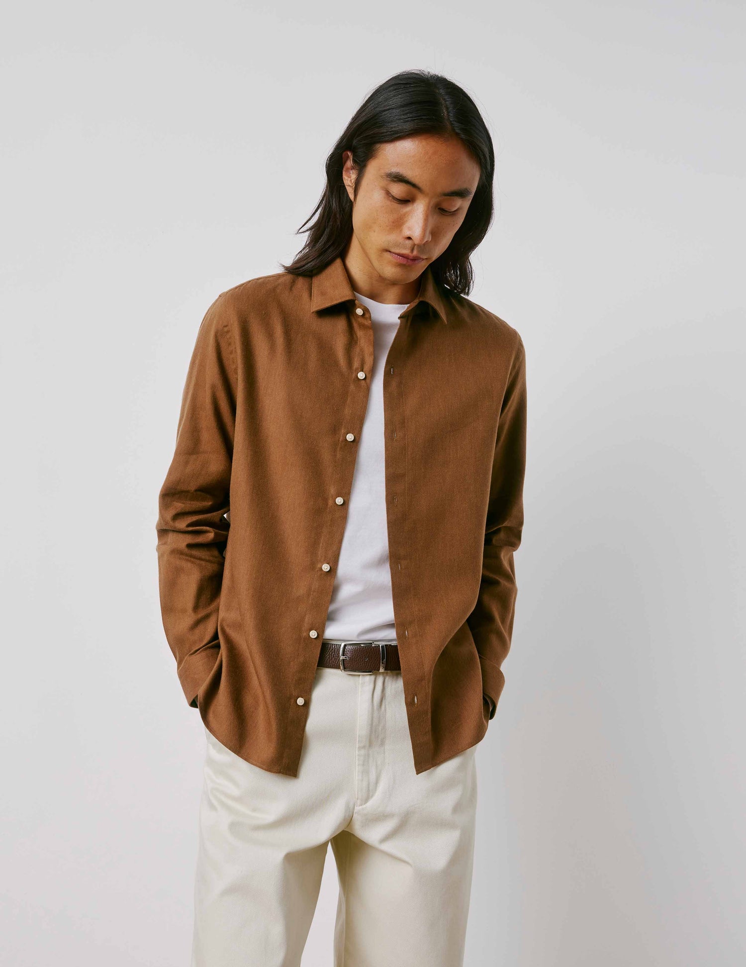 Auguste brown shirt - Flannel - French Collar