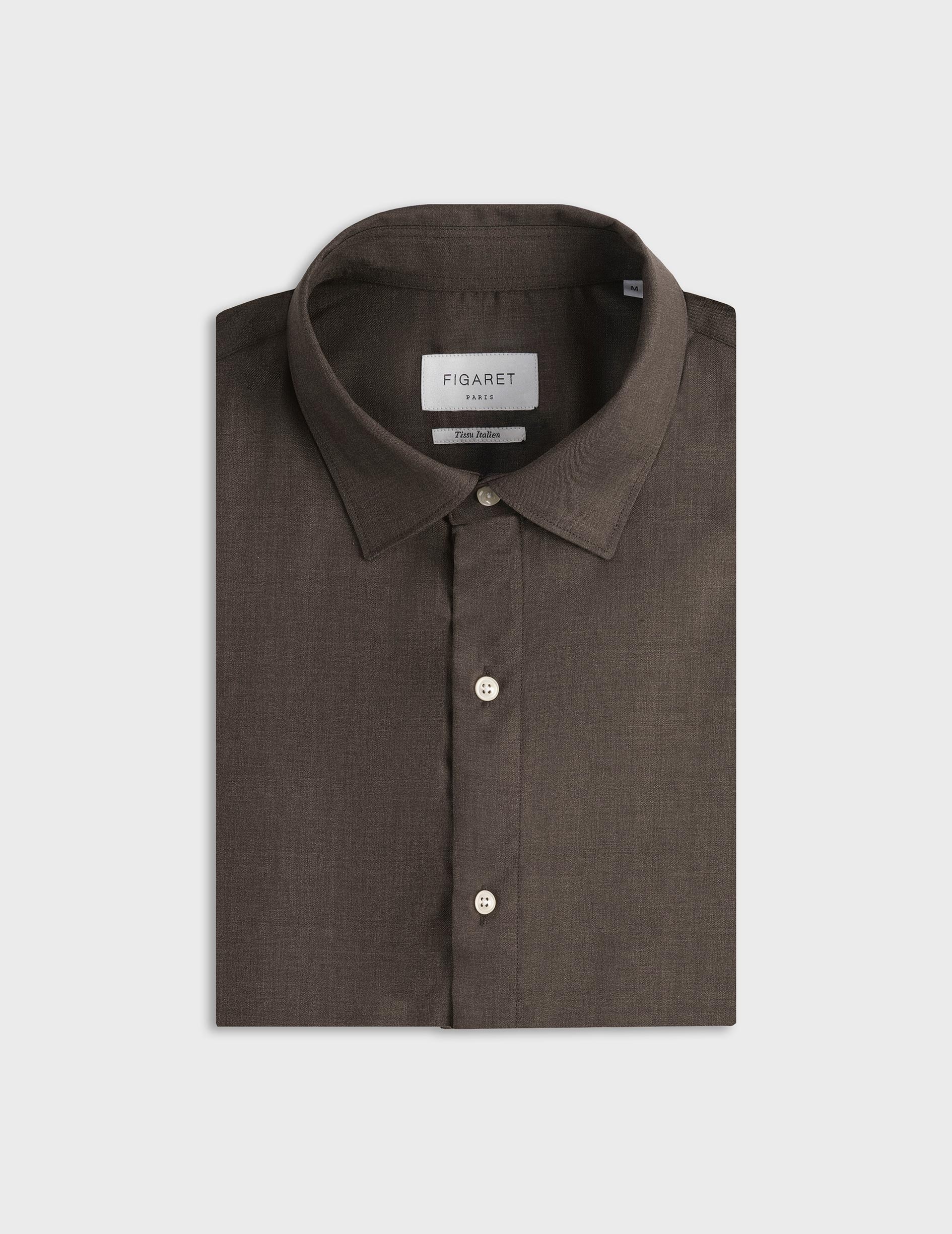 Auguste virgin whool brown shirt - Cloth - French Collar