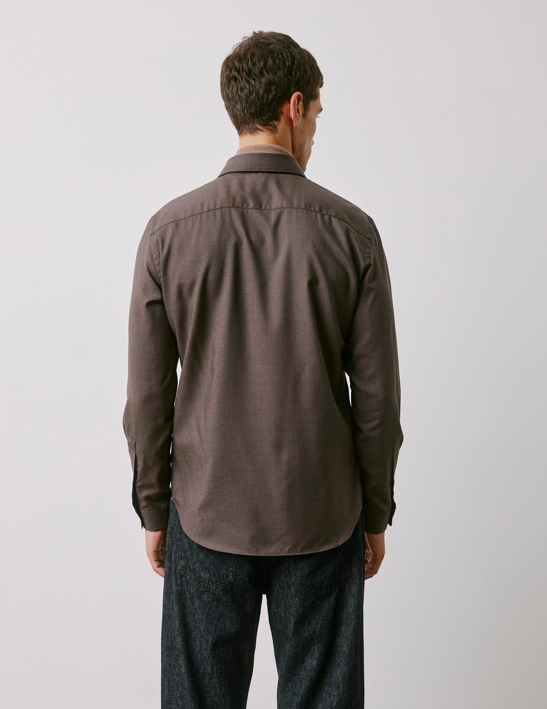 Auguste virgin whool brown shirt - Cloth - French Collar