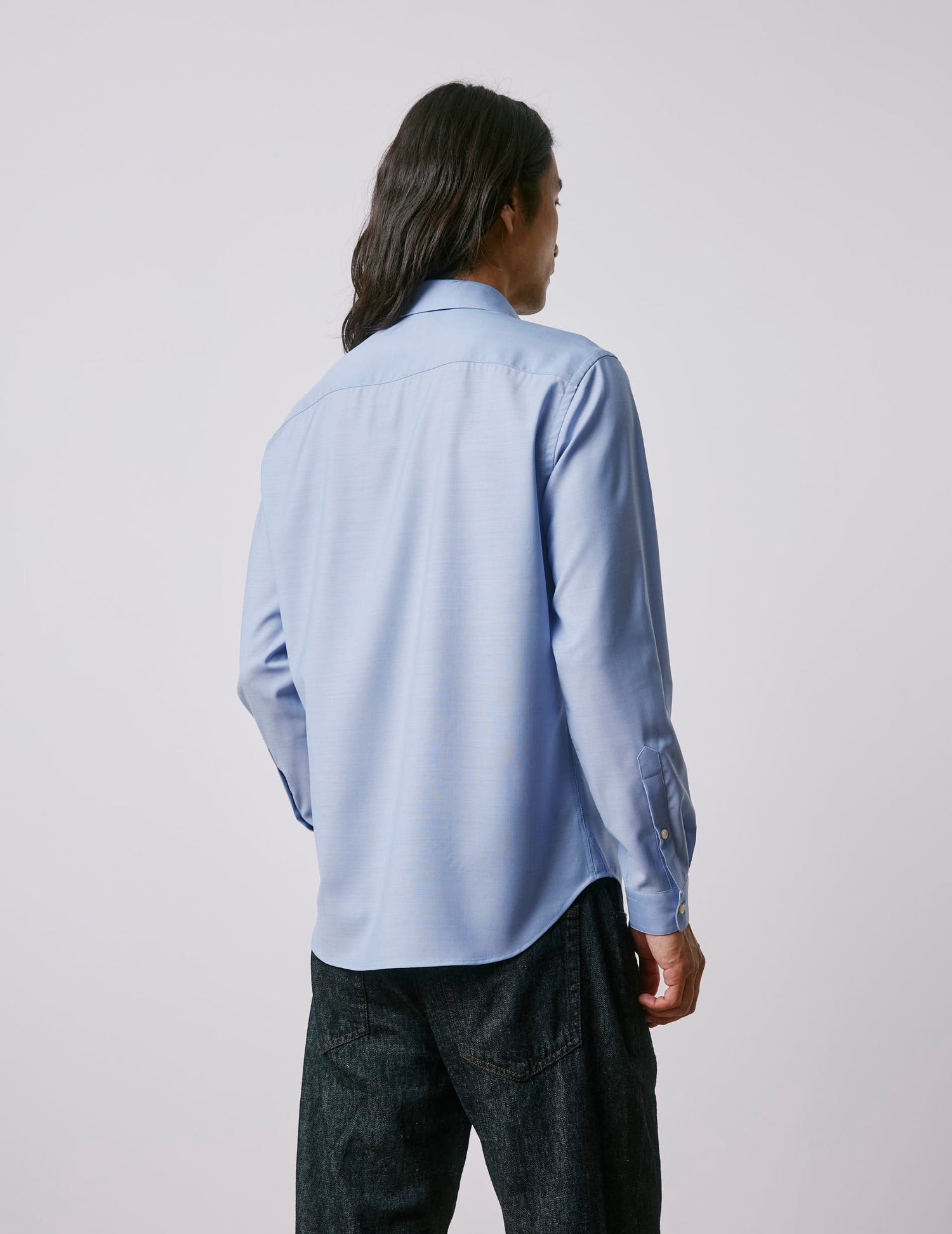 Auguste blue shirt - Wool canvas - French Collar#2