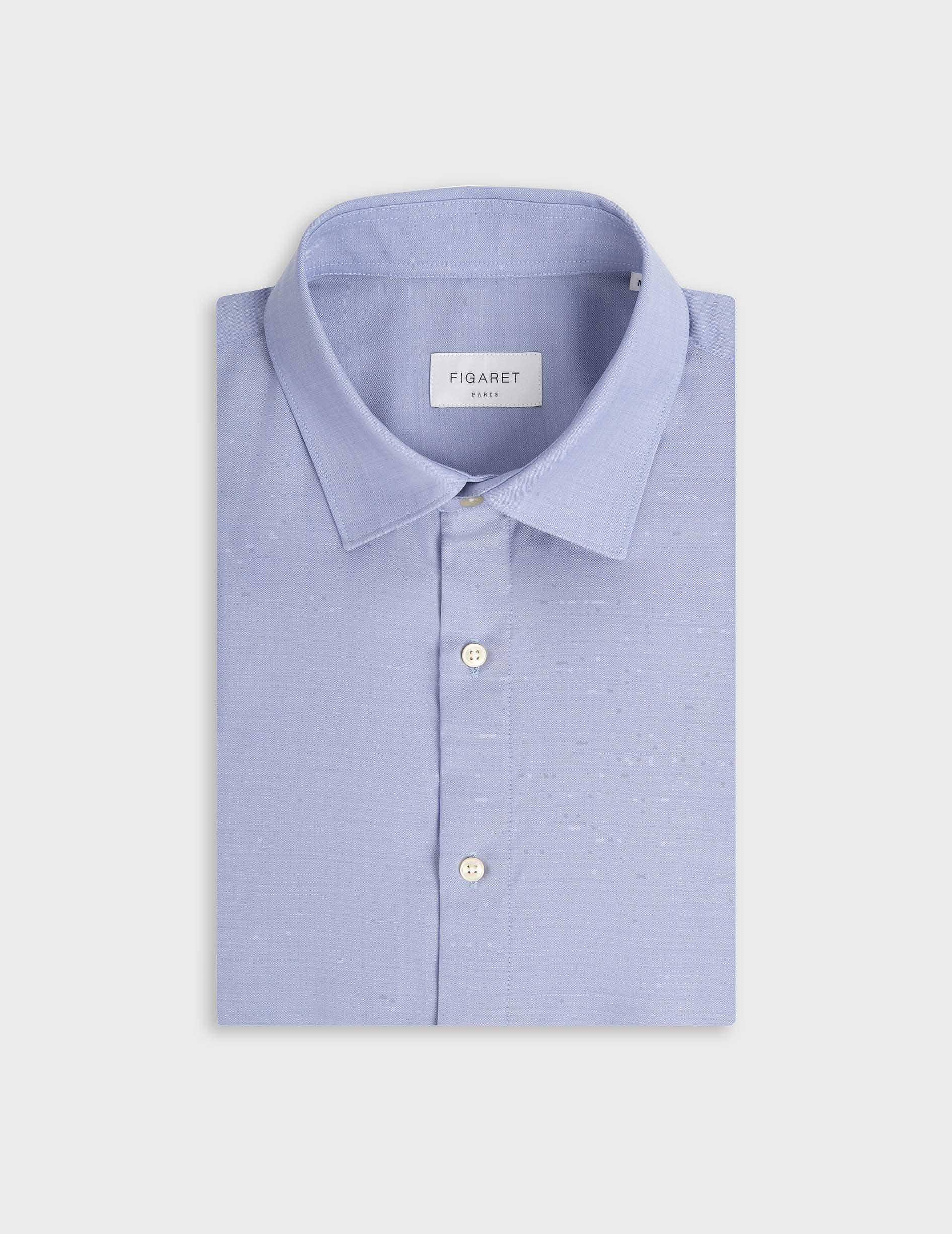 Auguste blue shirt - Wool canvas - French Collar