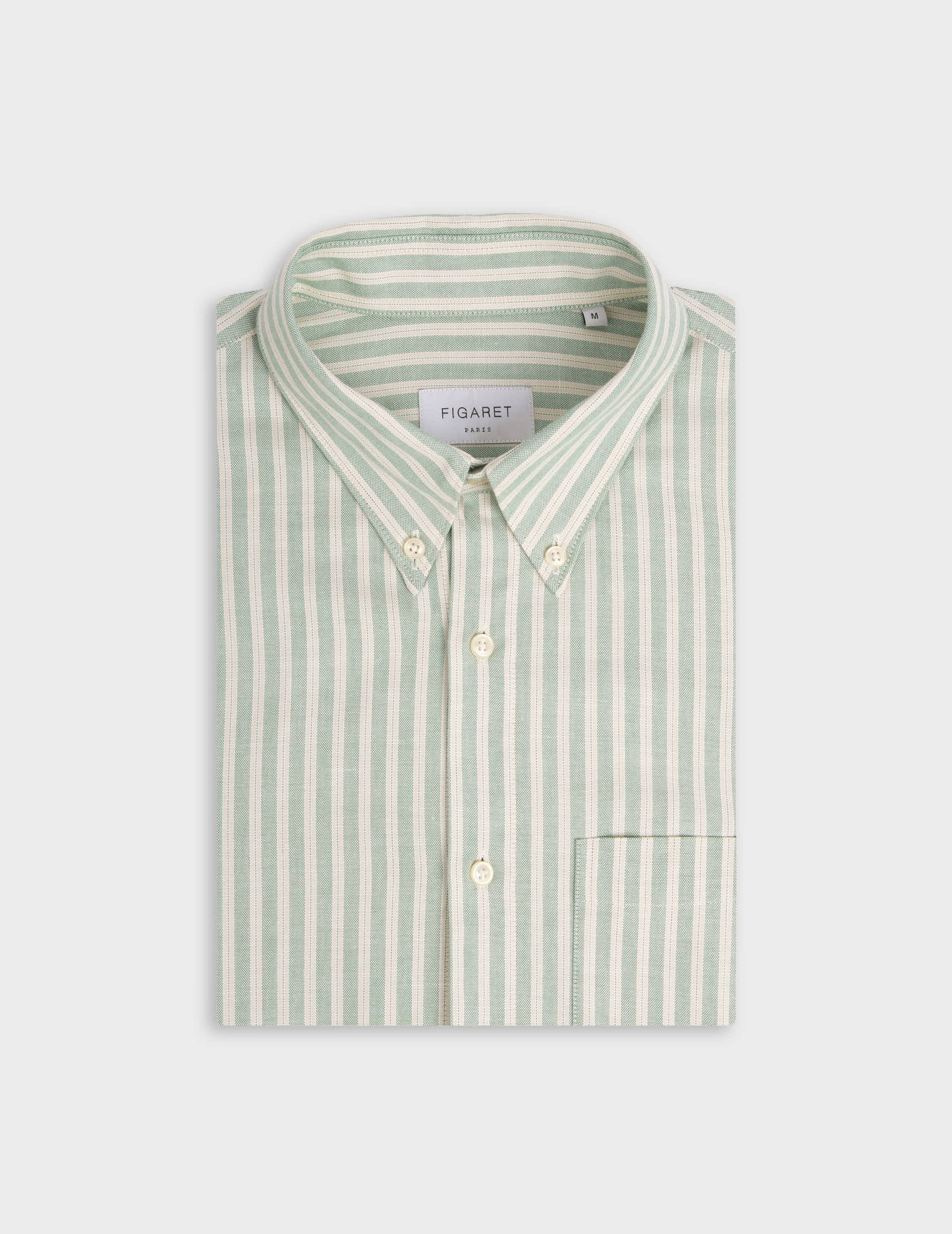 Aurélien green striped shirt - Oxford - Prodigious buttoned Collar