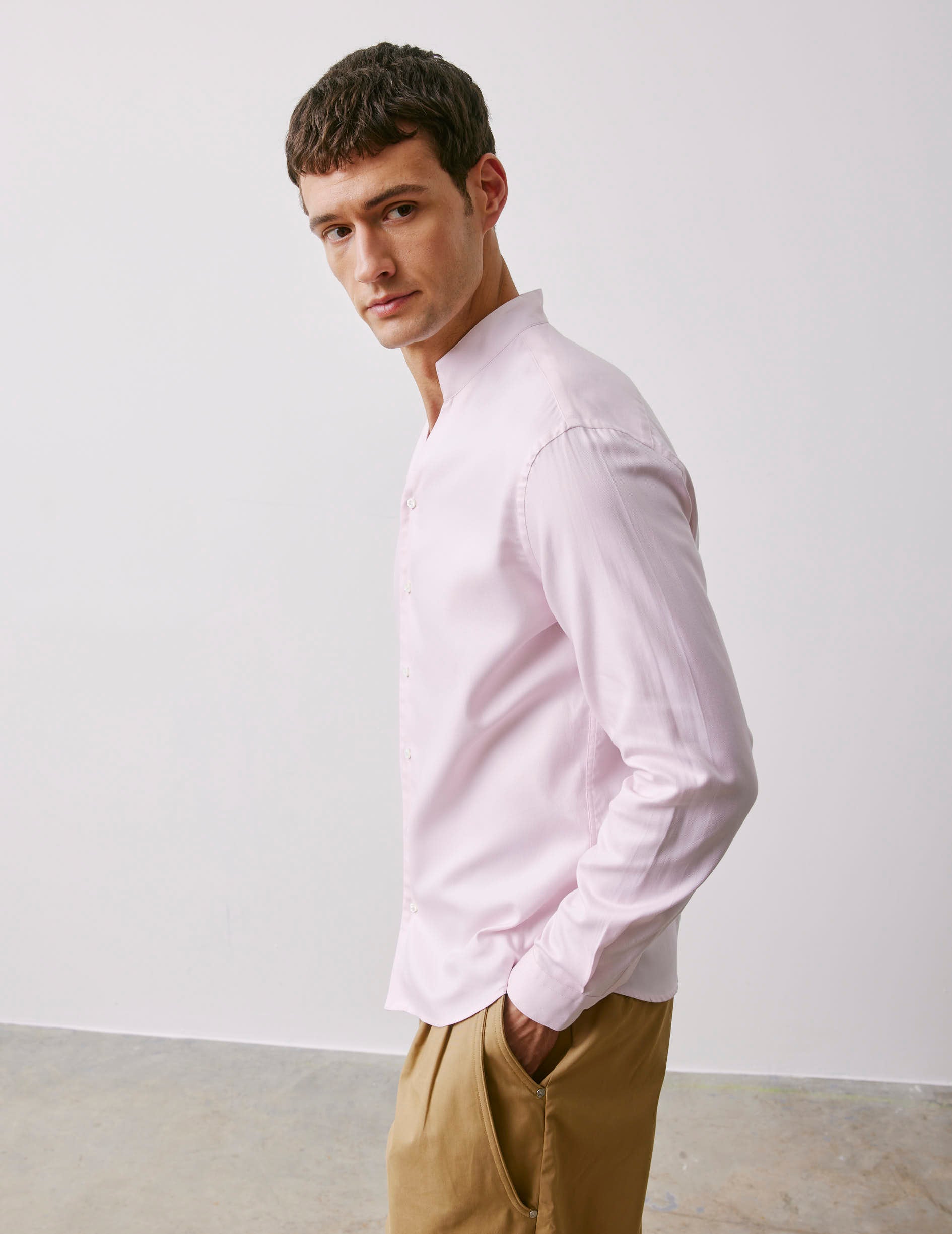 Carl pink shirt - fashioned - Droit ouvert Collar