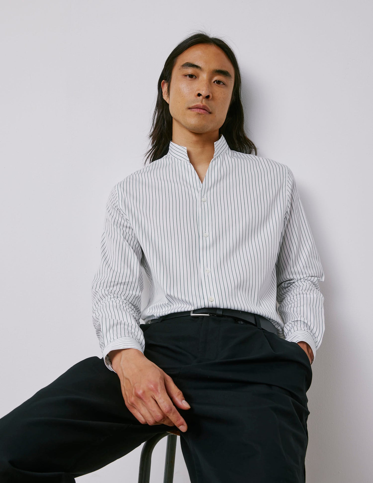 Carl green striped shirt - Twill - Carl Collar#3
