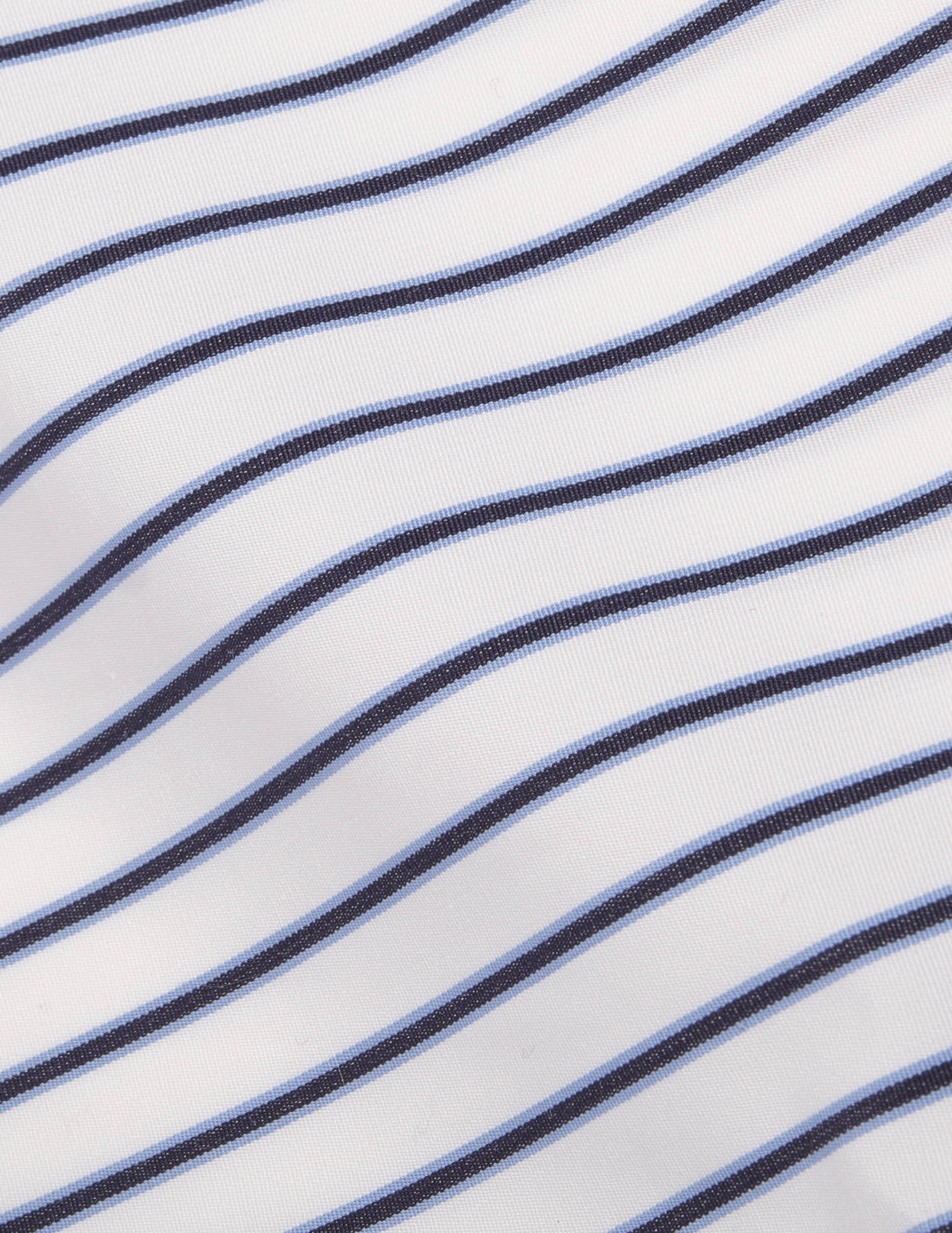 Carl navy striped shirt - Poplin - Droit ouvert Collar