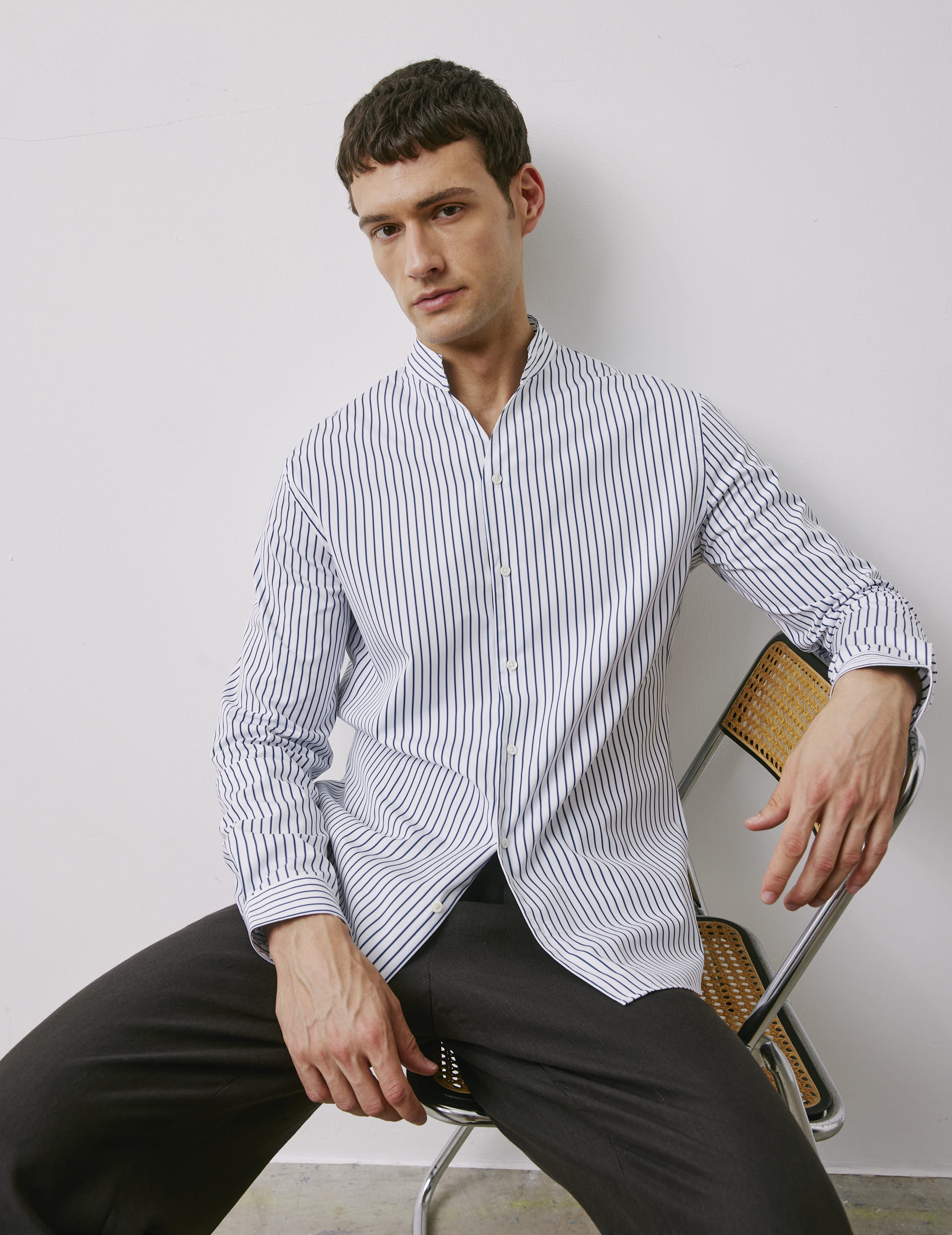 Carl navy striped shirt