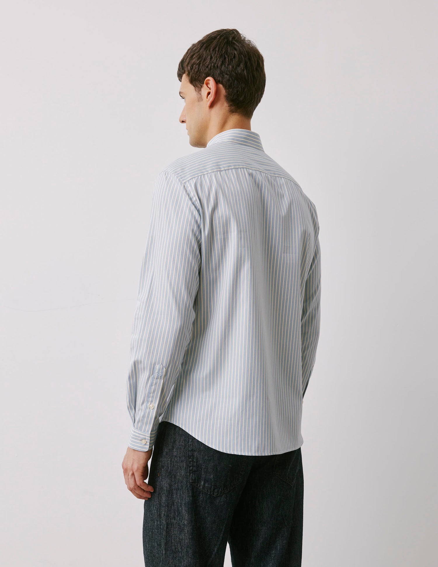 Carl blue striped shirt - Wire to wire - Droit ouvert Collar#2