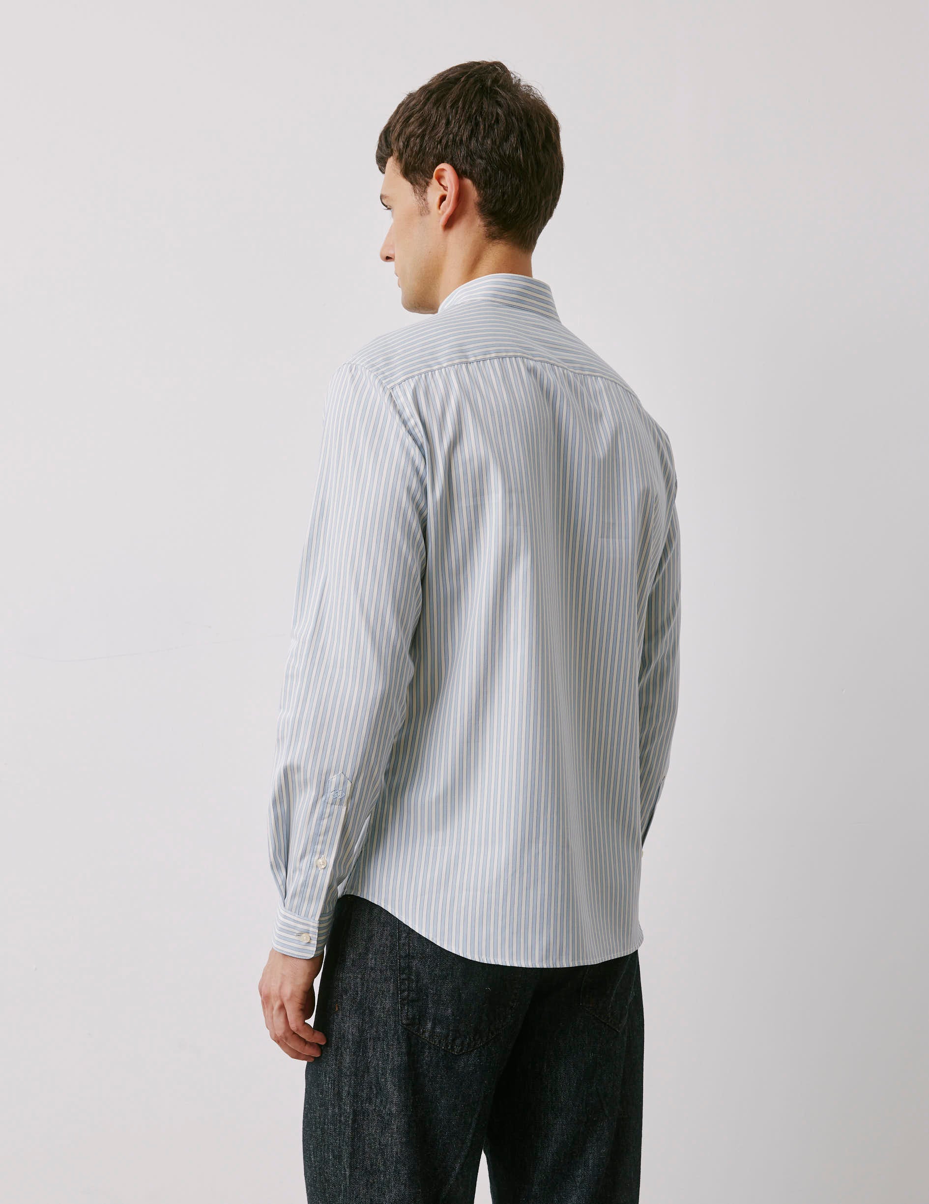 Carl blue striped shirt - Wire to wire - Droit ouvert Collar