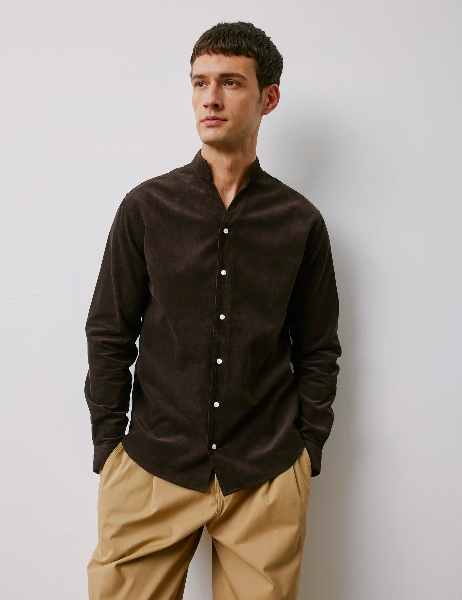 Carl brown velvet shirt - Velvet - Carl Collar