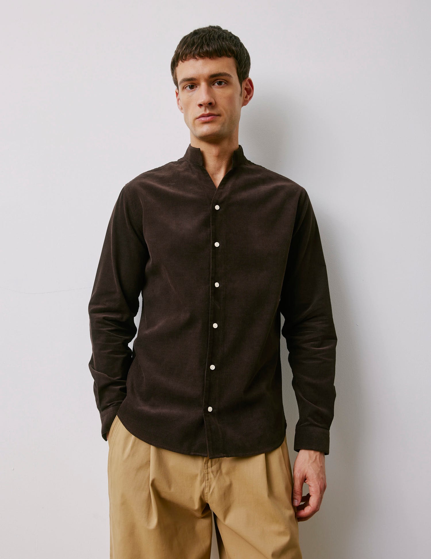 Carl brown velvet shirt - Velvet - Carl Collar#3