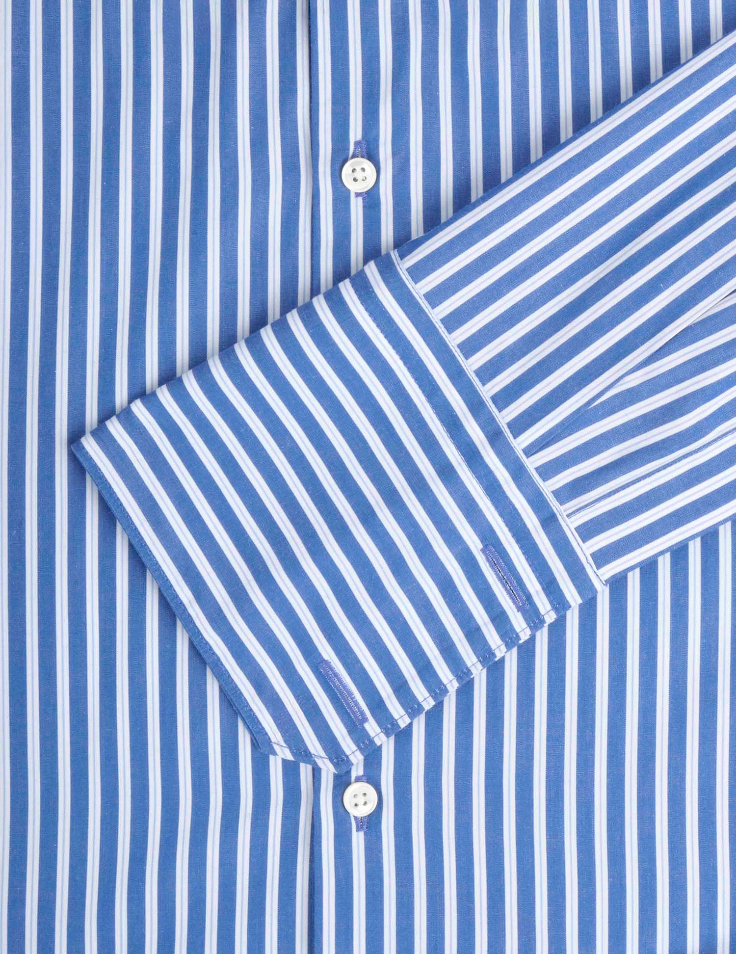 Semi-fitted navy striped shirt