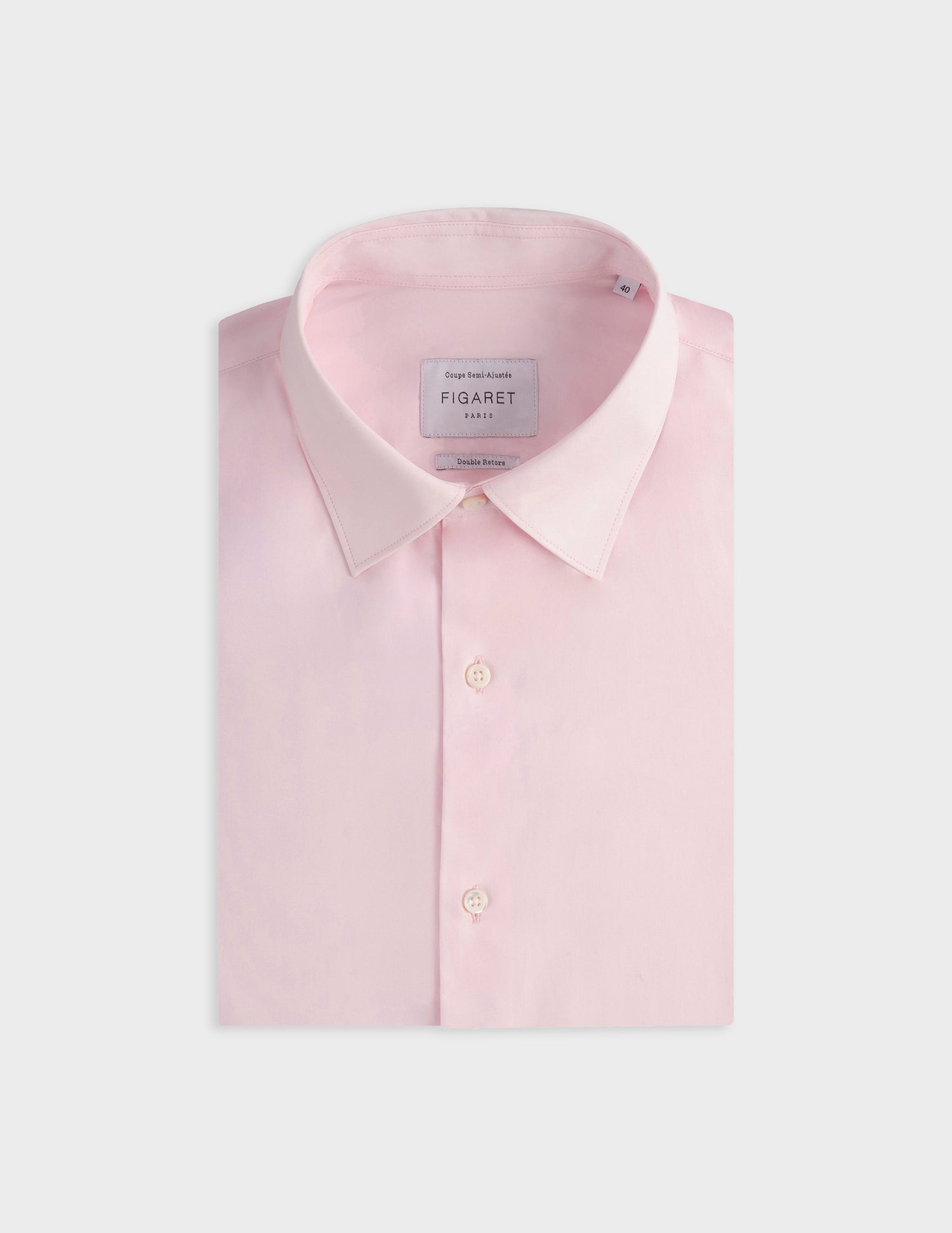 Semi-fitted pink shirt - Poplin - Figaret Collar - Musketeers Cuffs