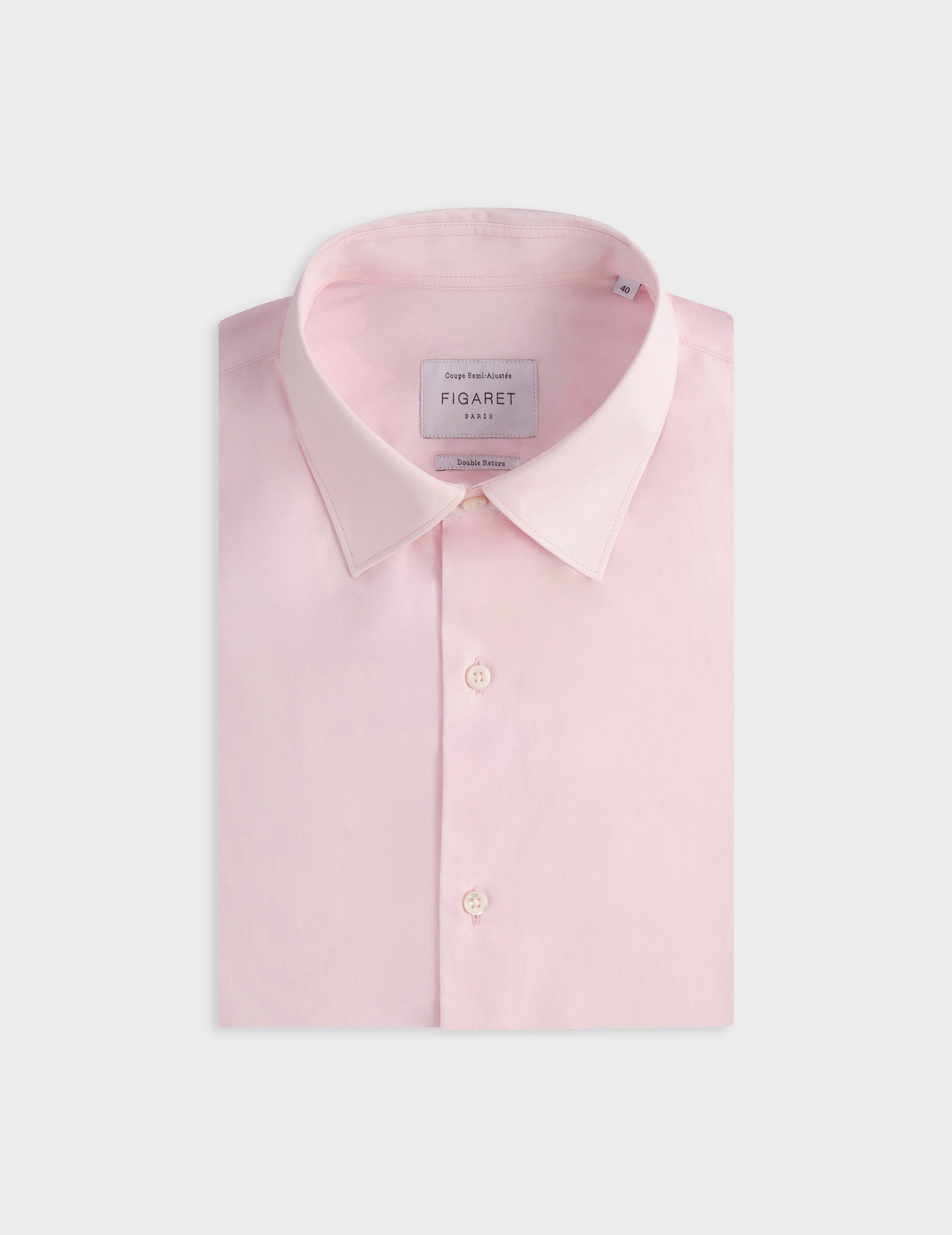 Semi-fitted pink shirt - Poplin - Figaret Collar - Musketeers Cuffs