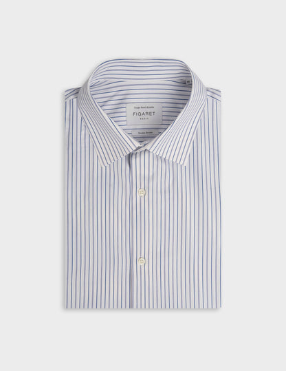 Semi-fitted blue striped shirt