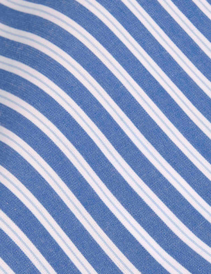 Semi-fitted navy striped shirt