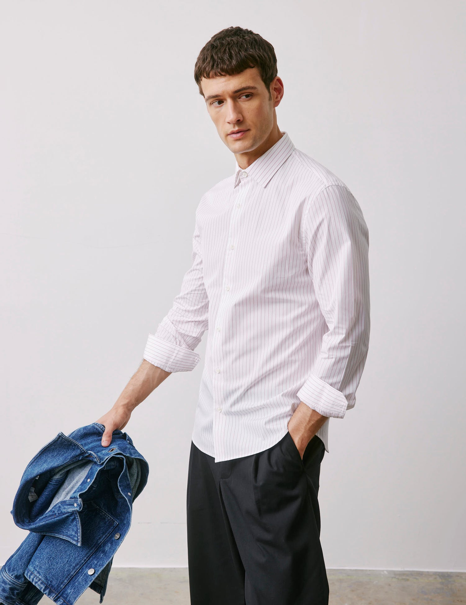 Fitted red striped shirt - Poplin - Figaret Collar#3