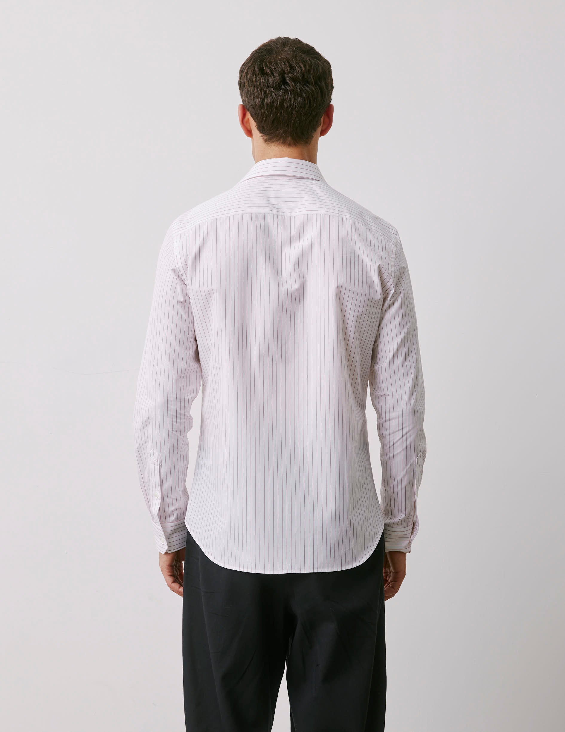 Fitted red striped shirt - Poplin - Figaret Collar