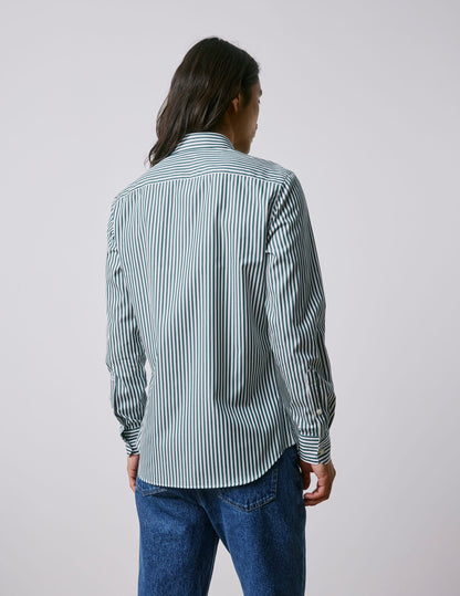 Fitted blue striped shirt
