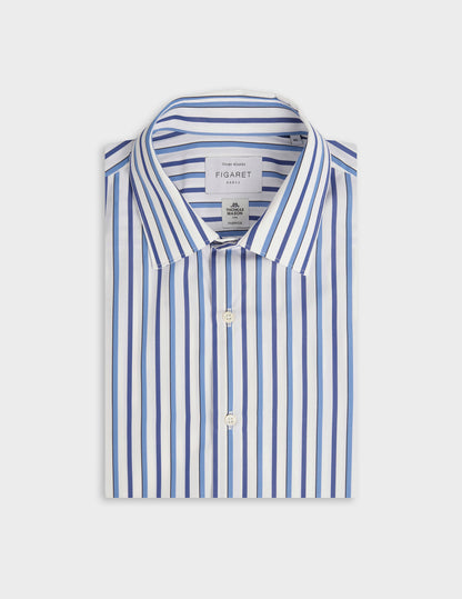Fitted blue striped shirt