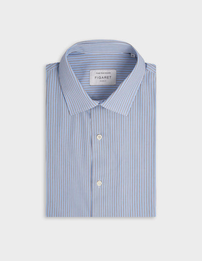 Semi-fitted blue striped shirt
