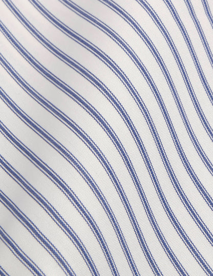 Semi-fitted navy striped shirt