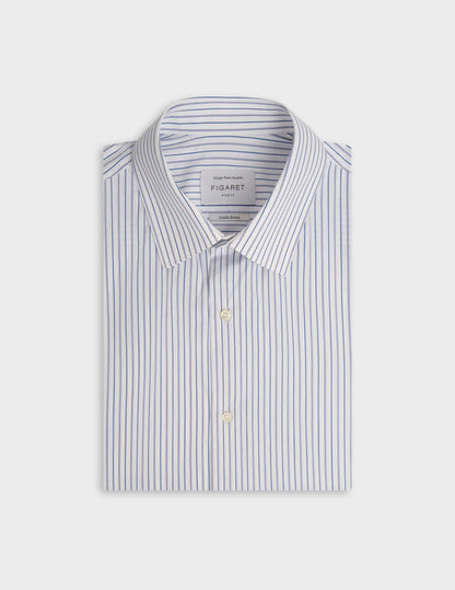 Semi-fitted blue striped shirt