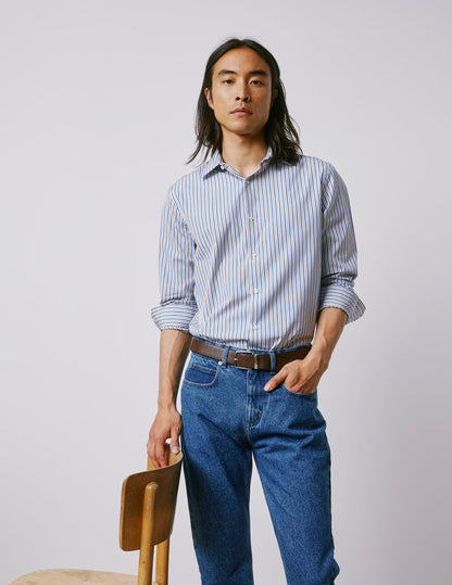 Blue striped semi-fitted shirt