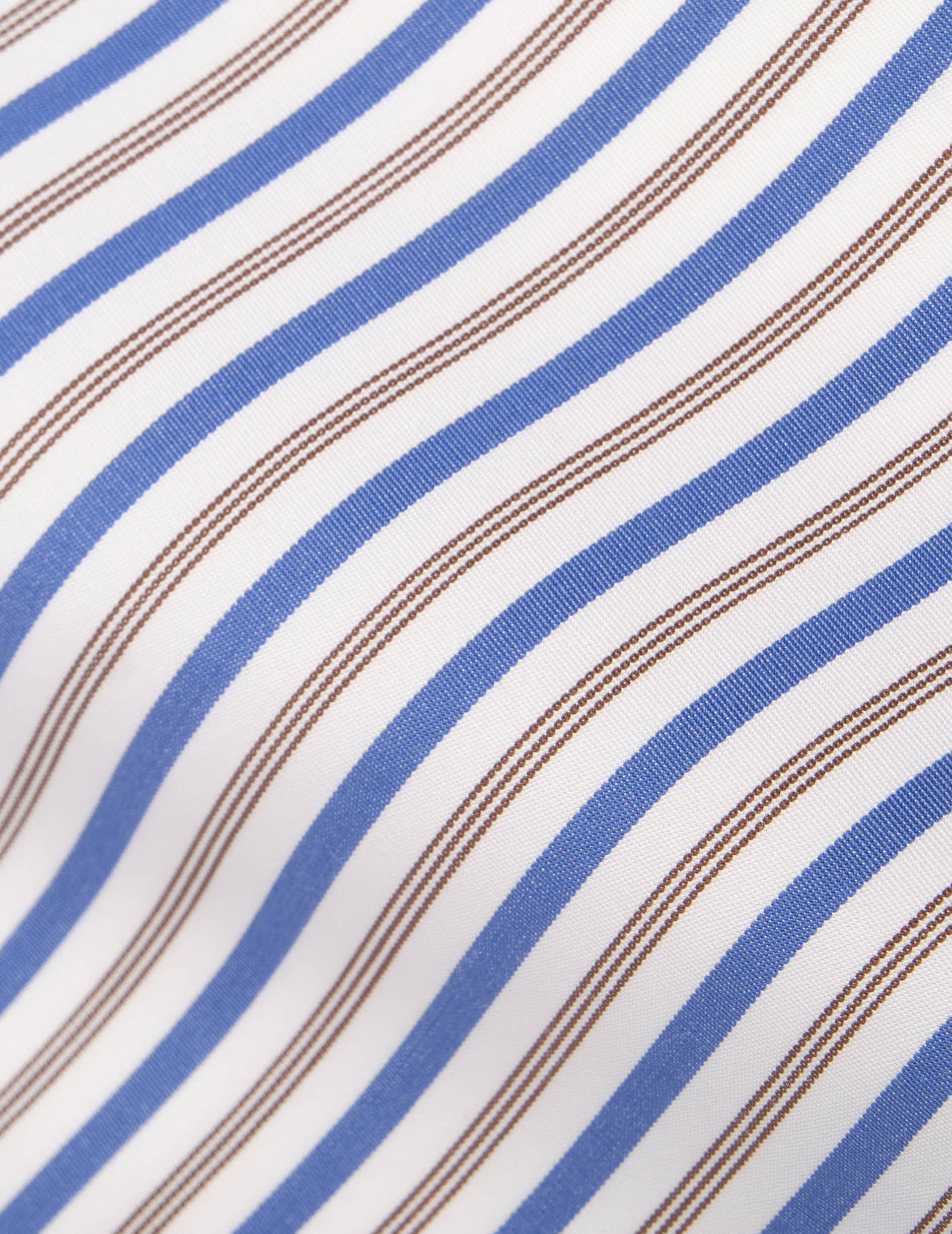 Blue striped semi-fitted shirt - Poplin - Figaret Collar