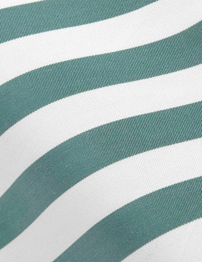 Semi-fitted sage green striped shirt