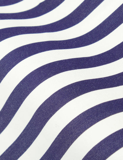 Semi-fitted navy striped shirt