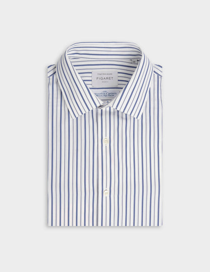 Navy striped semi-fitted shirt