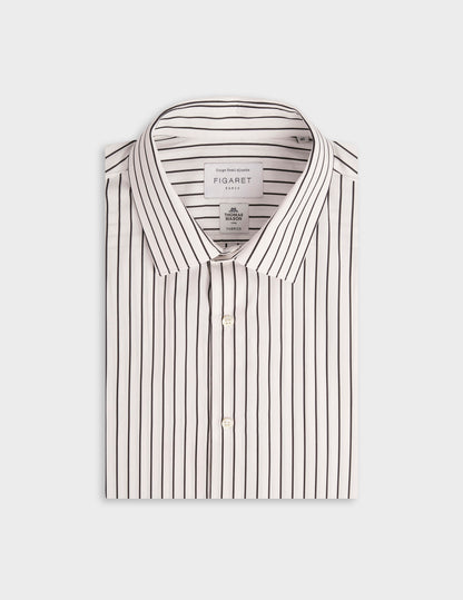 Semi-fitted black striped shirt