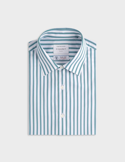 Semi-fitted blue striped shirt