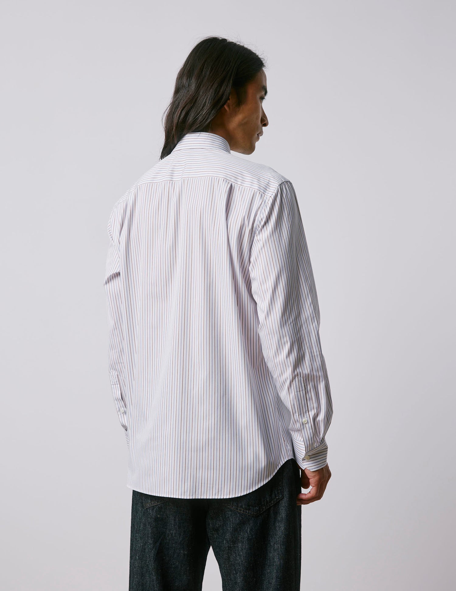 Classic brown striped shirt - Poplin - Figaret Collar#4