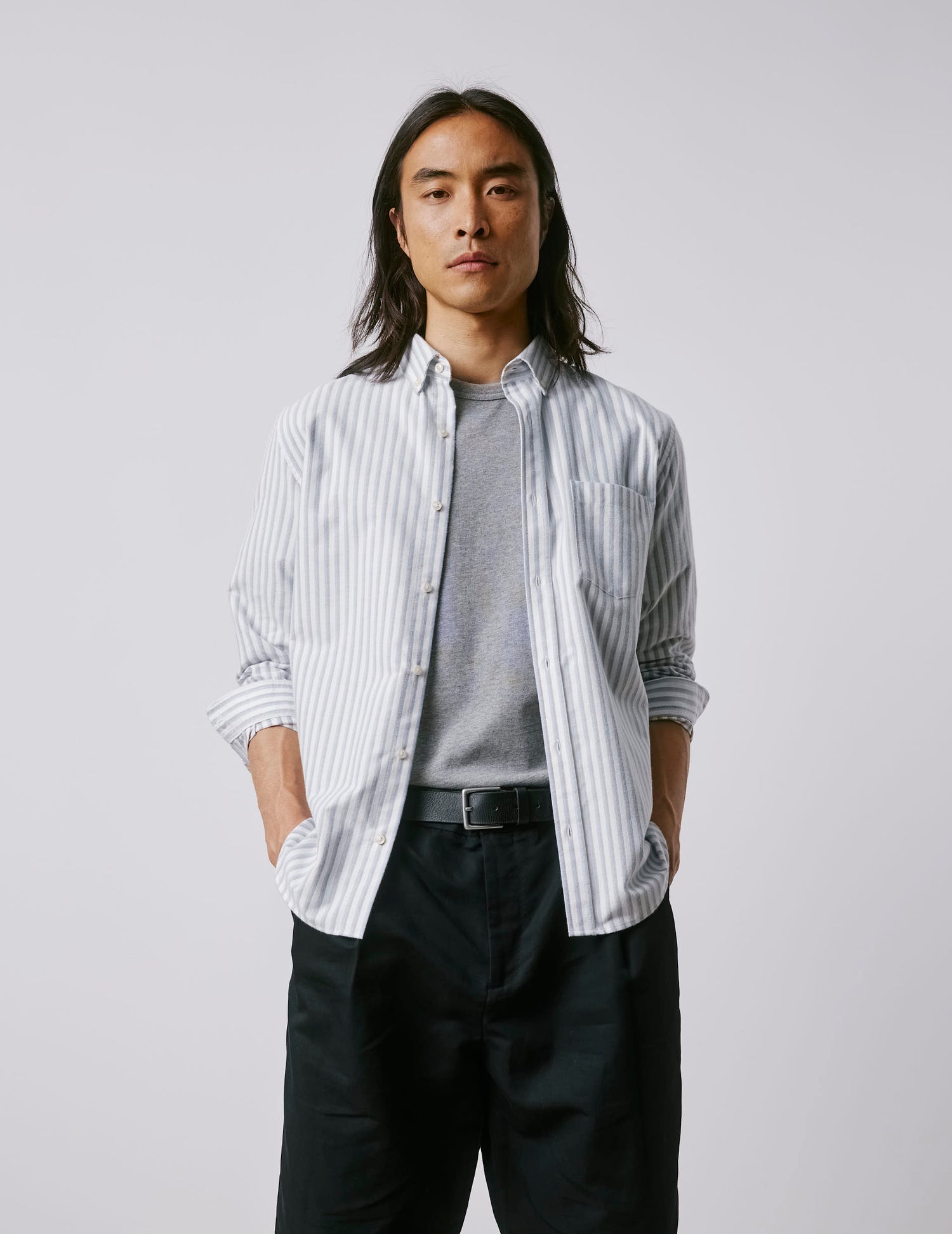 Gabriel blue striped shirt - Scratched oxford - American Collar#3