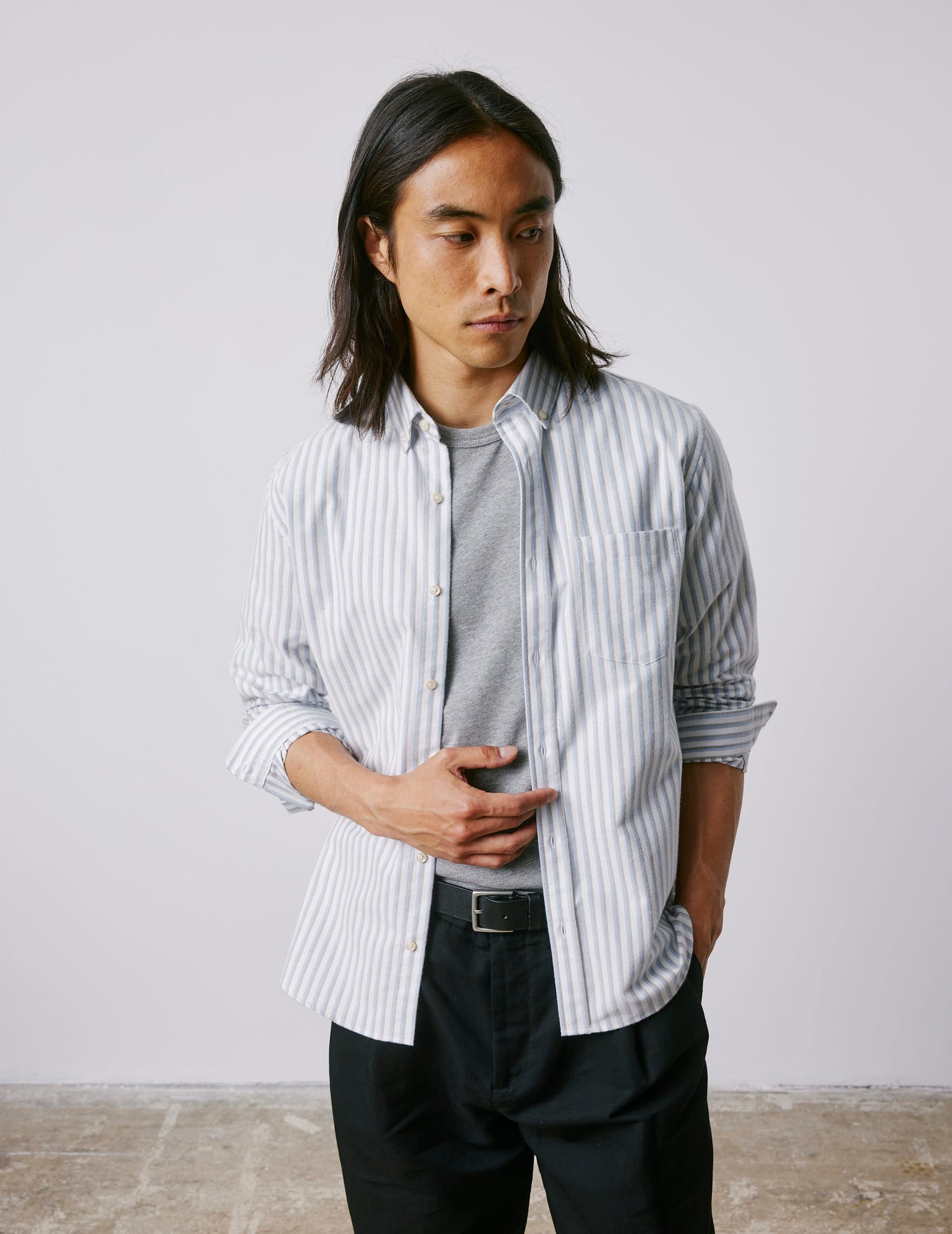 Gabriel blue striped shirt - Scratched oxford - American Collar