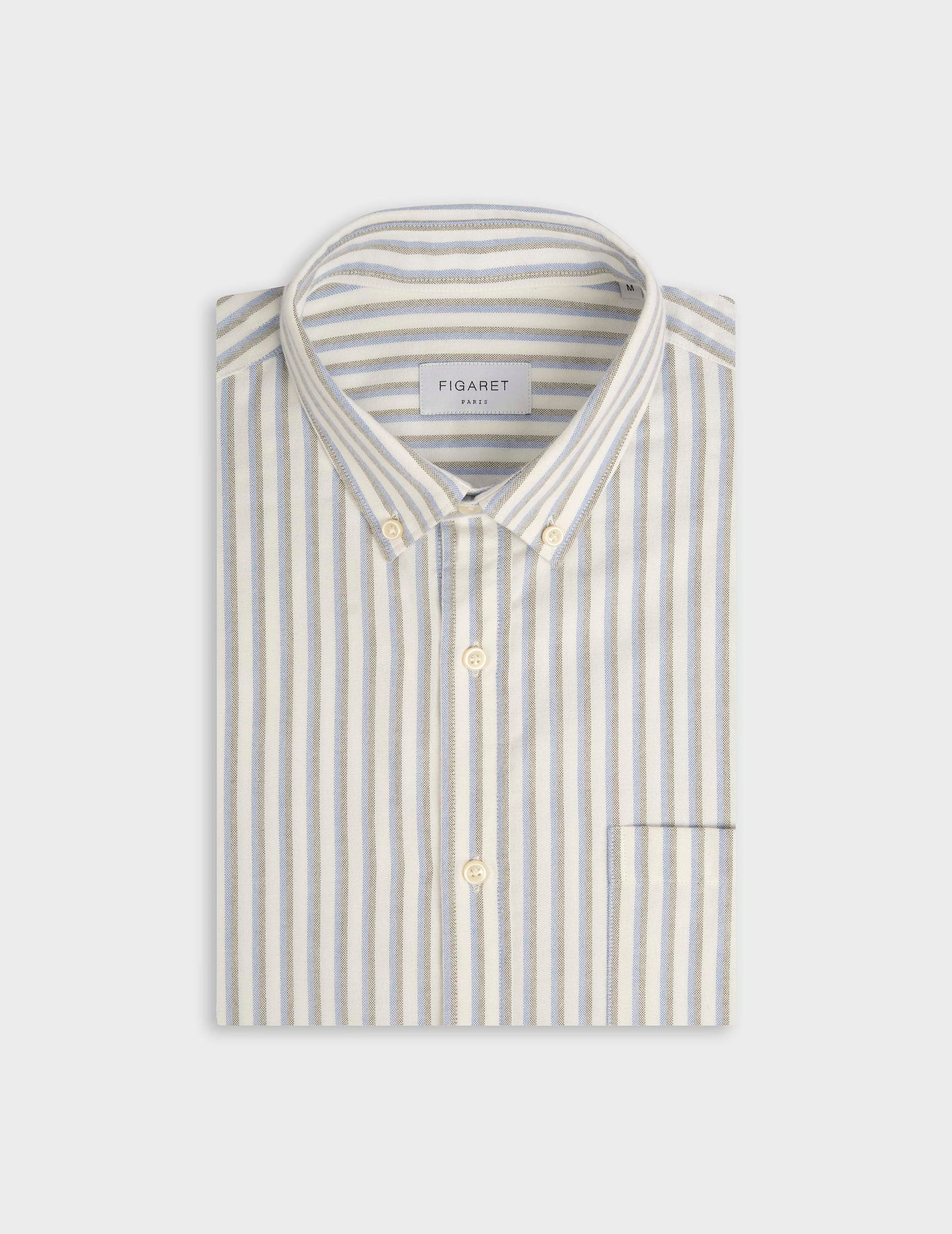 Gabriel blue striped shirt - Scratched oxford - American Collar