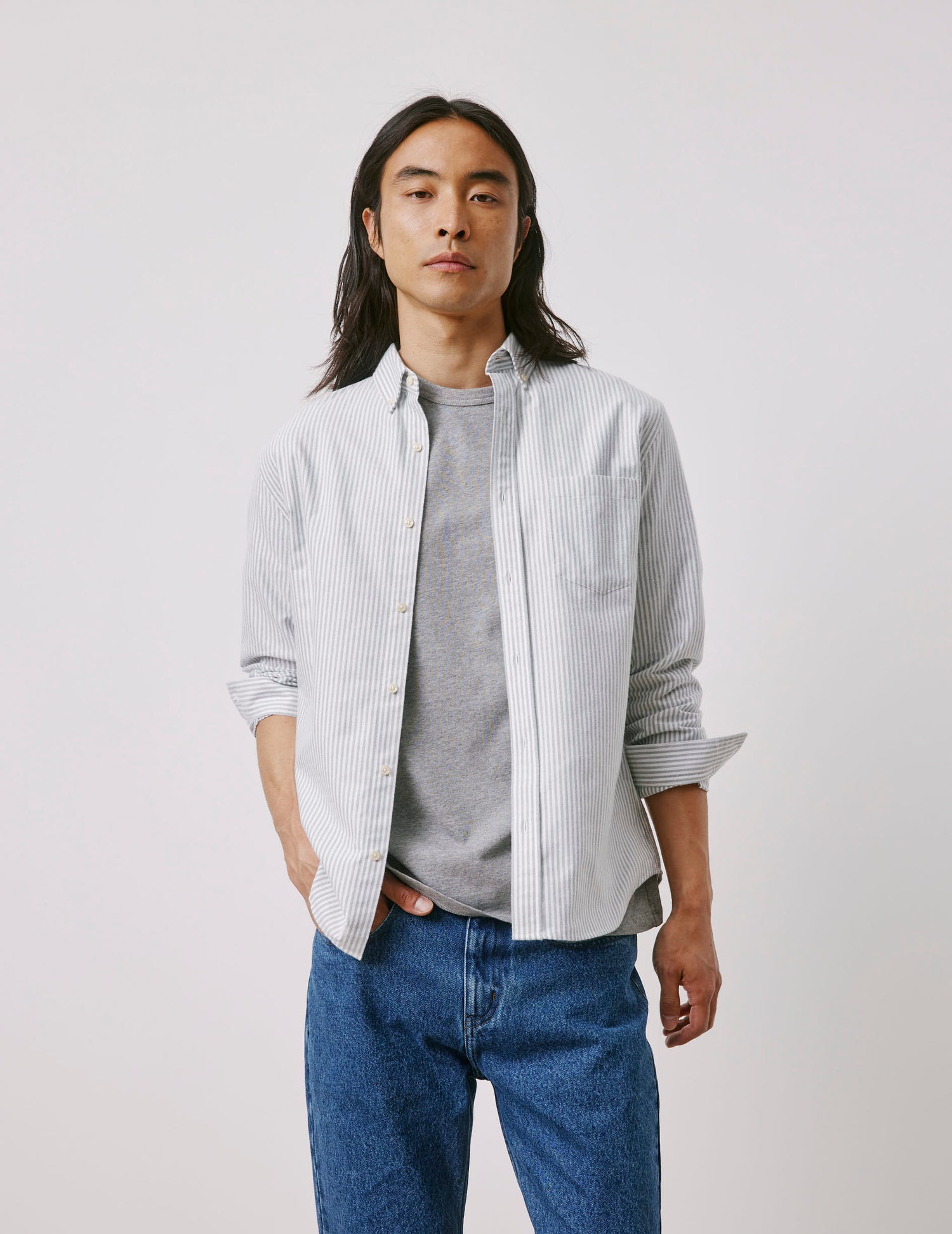 Gabriel striped green shirt - Scratch oxford - American Collar