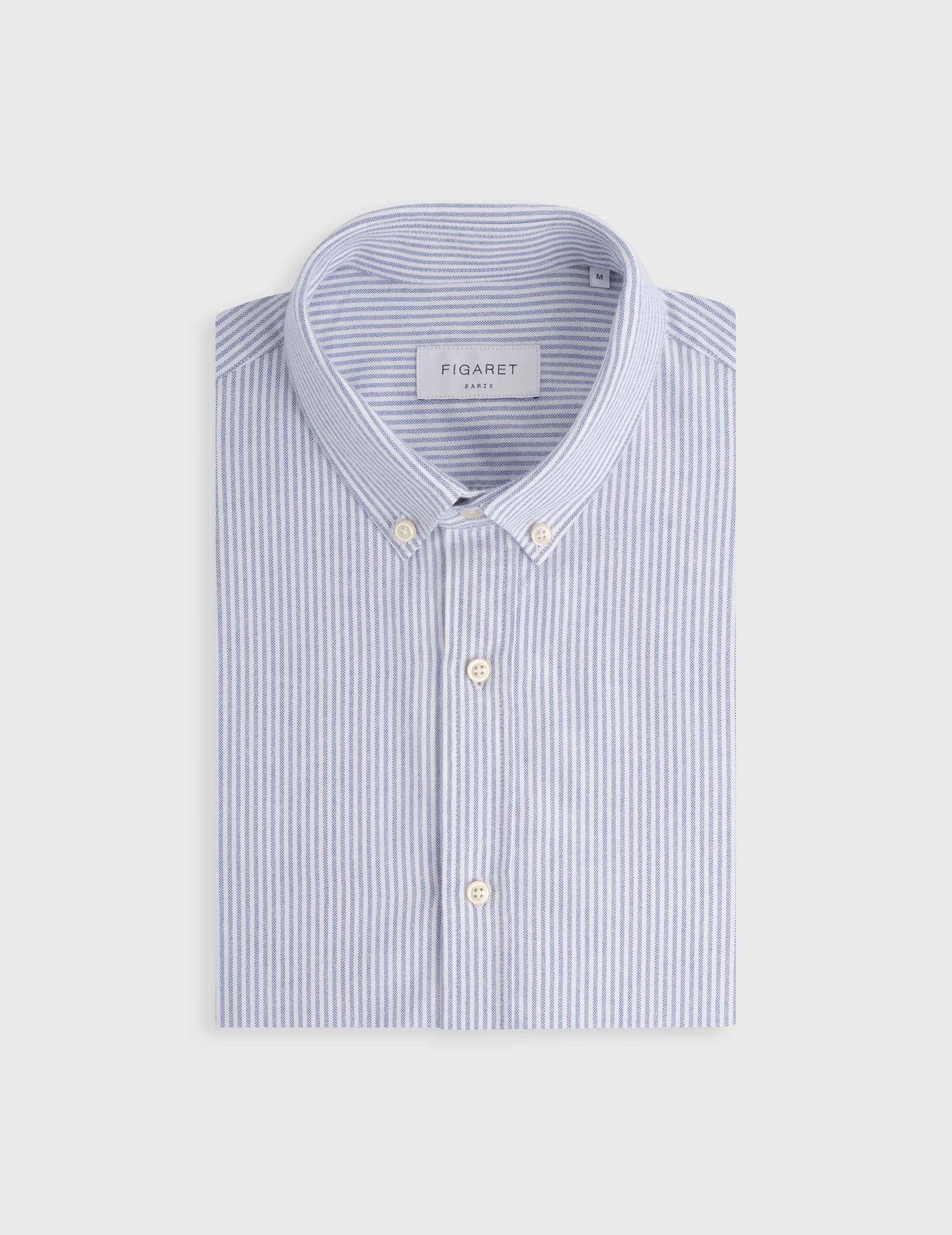 Gaspard navy striped shirt - Scratch oxford - American Collar