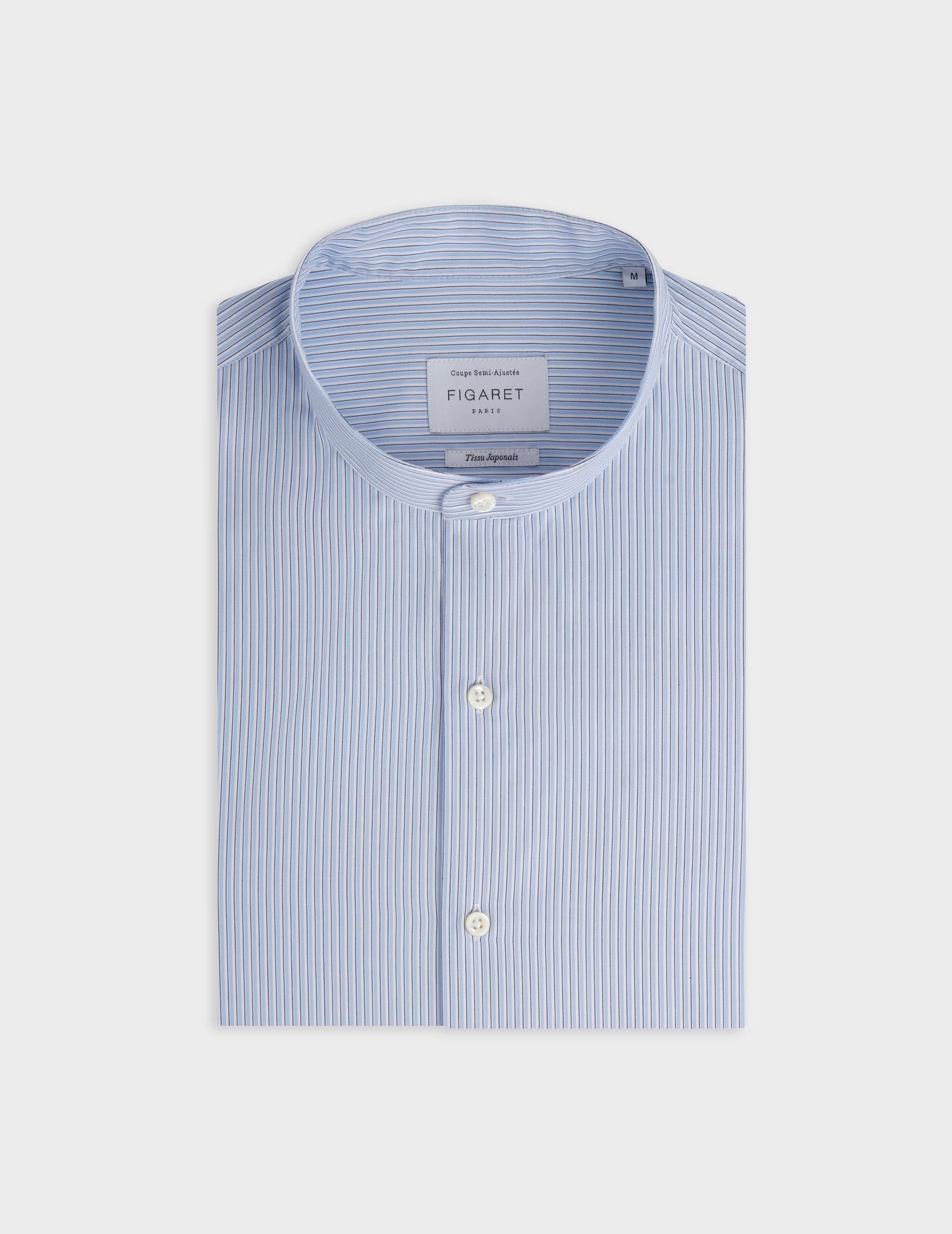 Herwin blue striped shirt - Poplin - Officer Collar