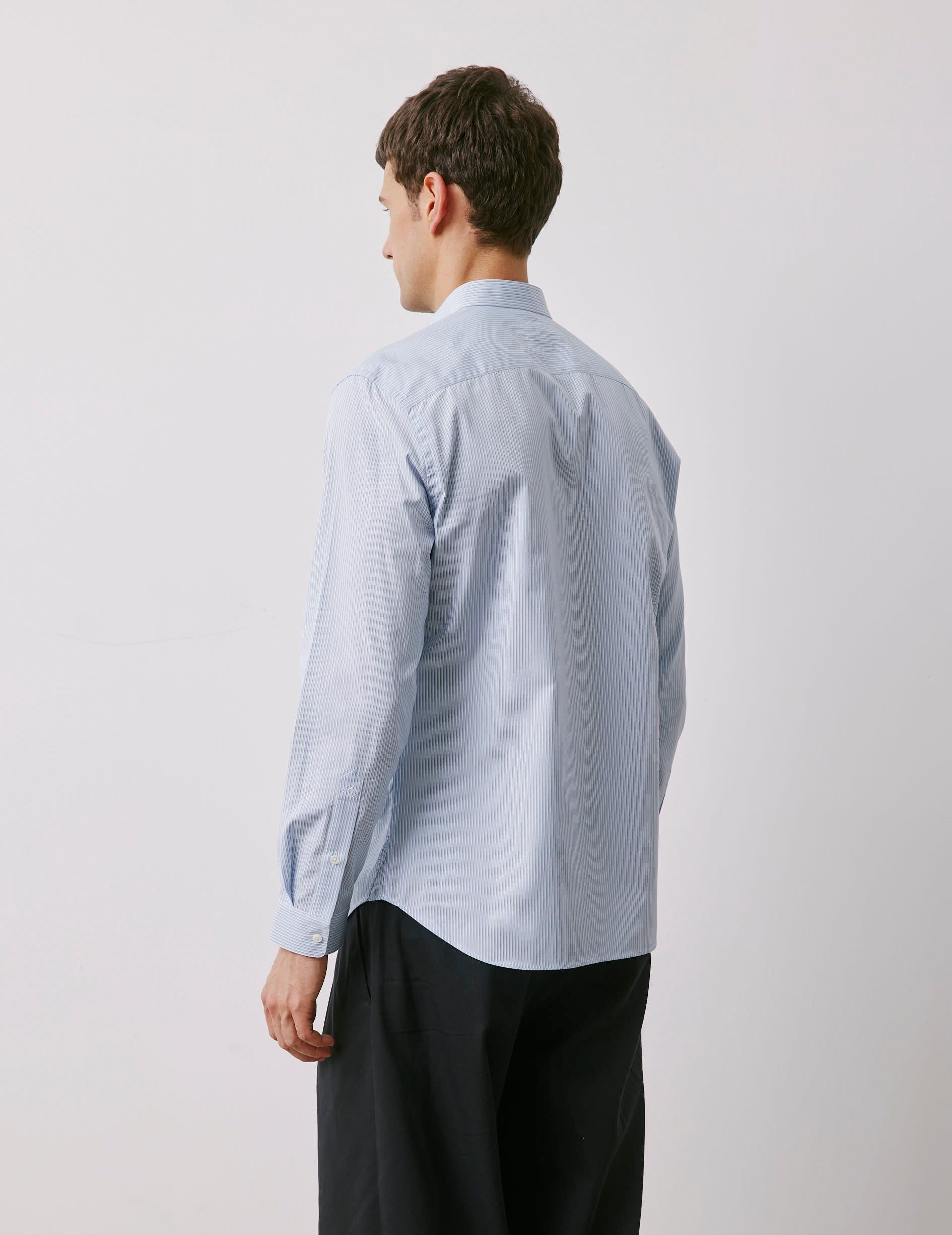 Herwin blue striped shirt - Poplin - Officer Collar