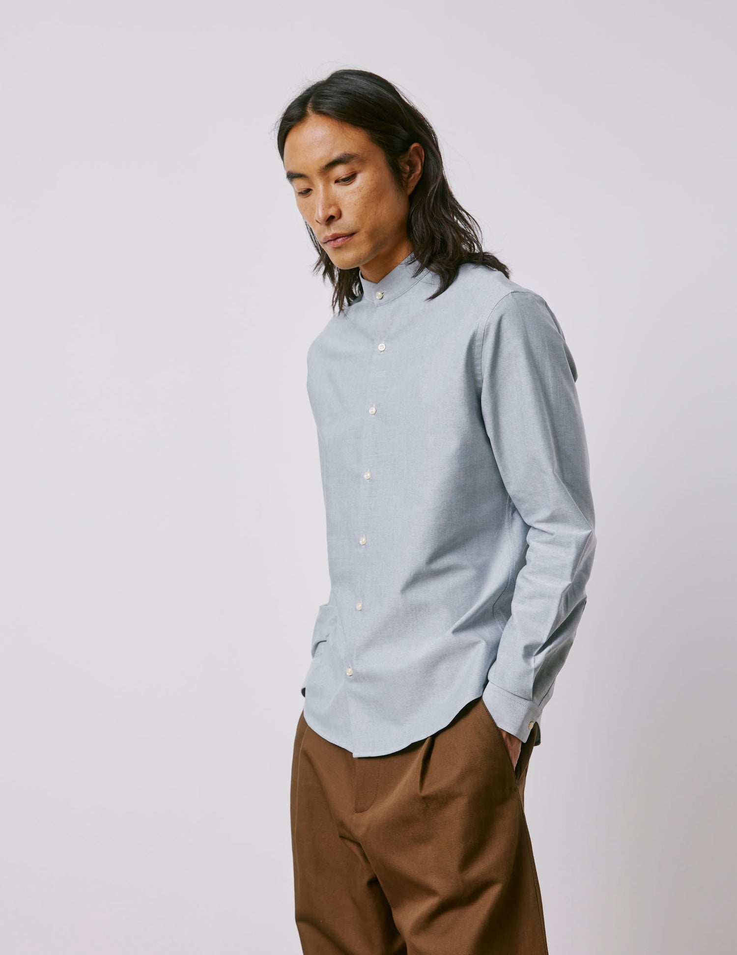 Herwin green shirt - Oxford - Officer Collar#4