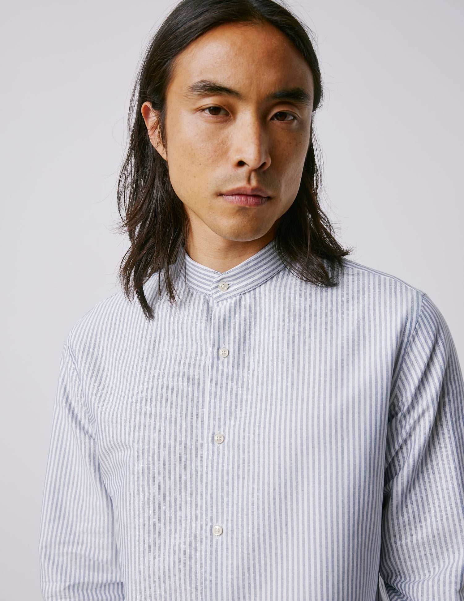 Herwin navy striped shirt - Oxford - Officer Collar