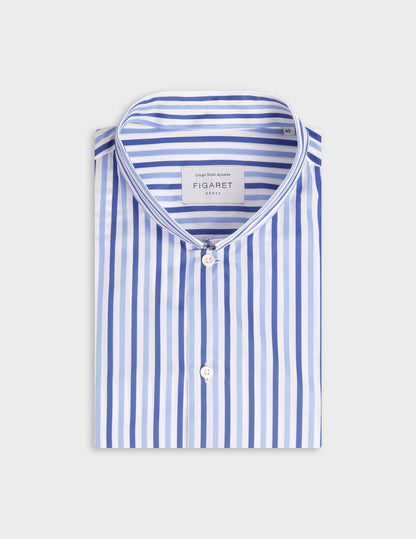 Semi-fitted blue striped shirt